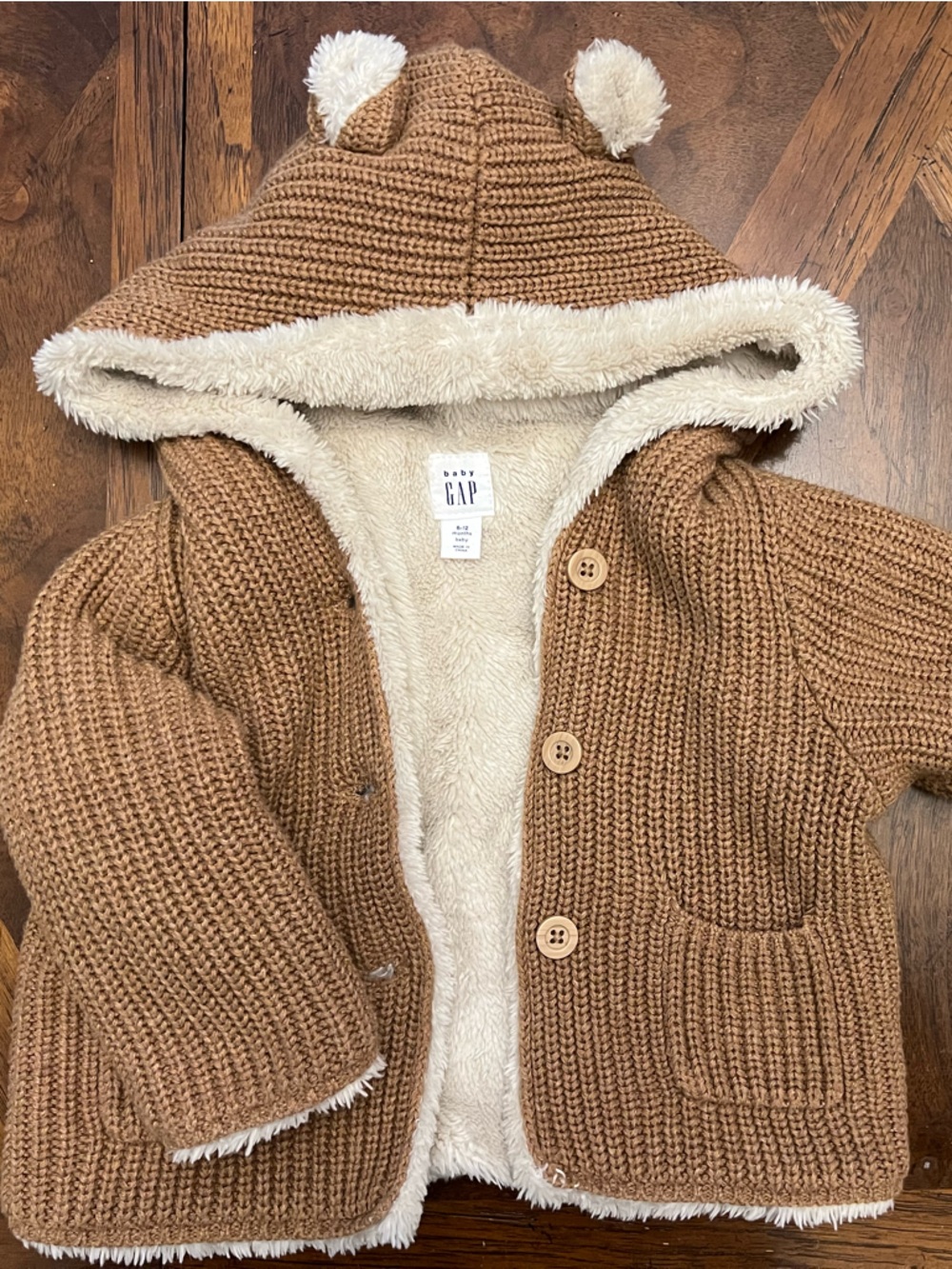 GAP Baby Cream Sherpa-Lined Hooded Jacket